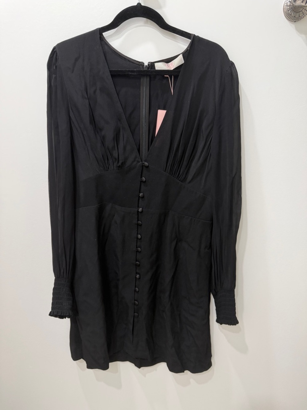 Diane Von Furstenberg Black Dress with Pink Label Detail